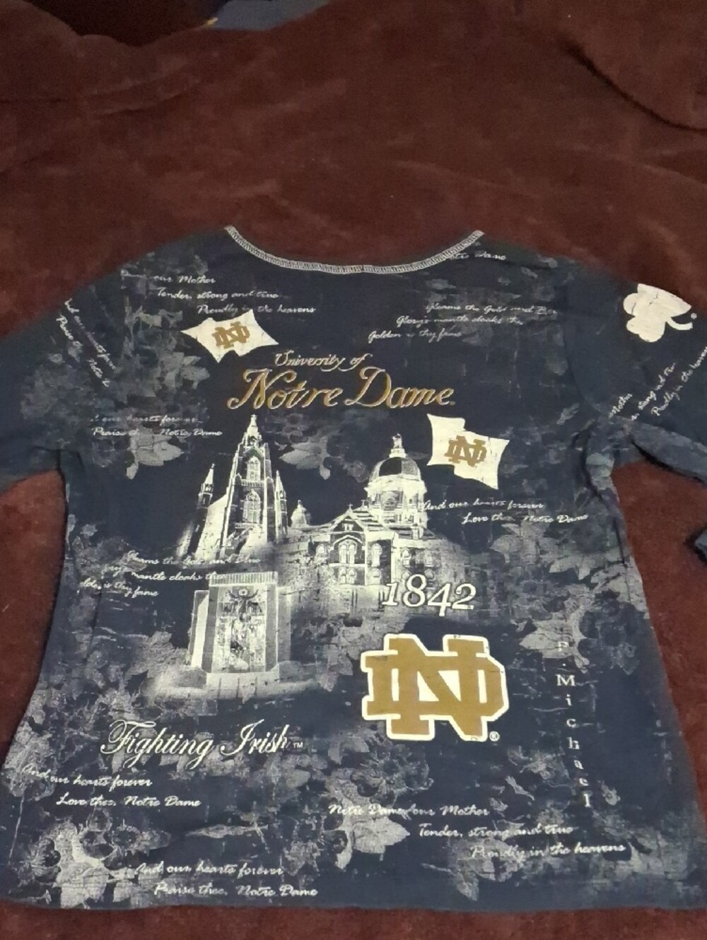 University of Notre Dame Women's Navy Blue Graphic Top - Picture 3 of 3